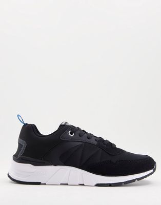 Jack & Jones mesh panel sneakers with chunky sole in black