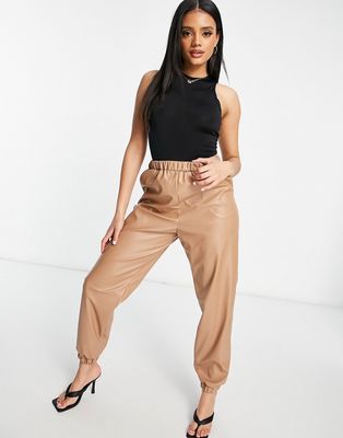 Flounce high neck slinky bodysuit in black