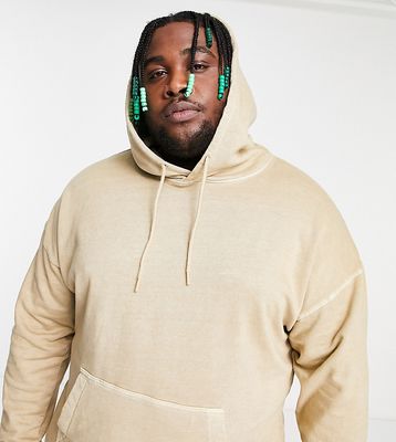 Only & Sons Plus washed oversized hoodie in beige-Neutral