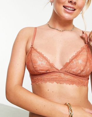 & Other Stories lace bra in rust-Orange