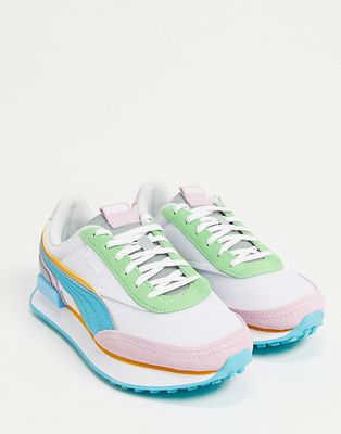 Puma Future Rider sneakers in pink and blue