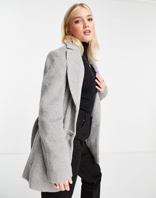 Urban Revivo single breasted coat in light gray