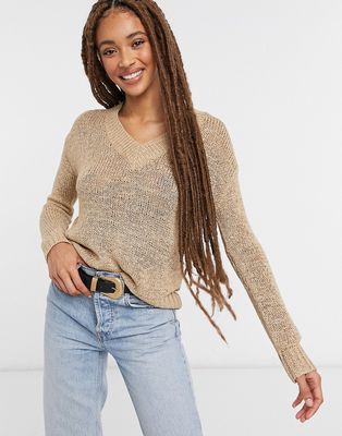 Brave Soul sidbury textured v-neck sweater-Neutral
