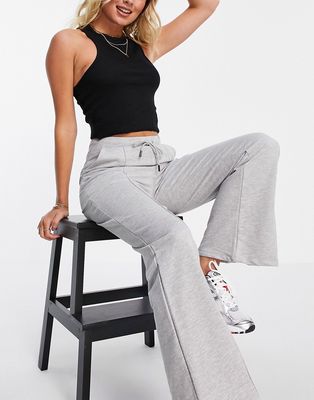 ASOS DESIGN flare pant in sweat with pintuck in gray heather-Grey