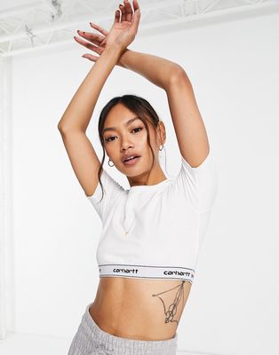 Carhartt WIP cropped t-shirt with logo waist band-White