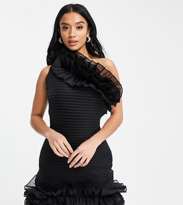 Collective the Label Petite exclusive ruched mini dress in black