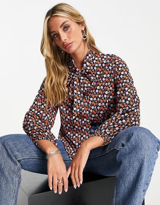 Y.A.S. Vella printed pussybow blouse in multi
