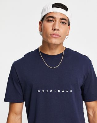 Jack & Jones Originals T-shirt with chest logo in navy