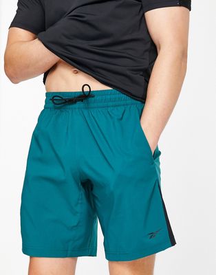 Reebok workout ready woven shorts in heritage teal-Green