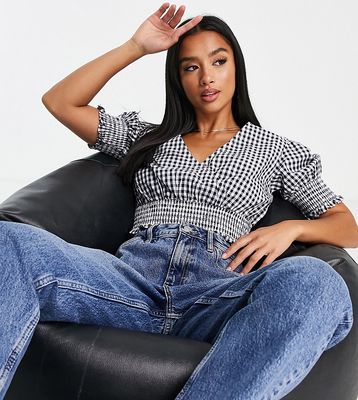 Influence Petite crop top set in gingham-Black