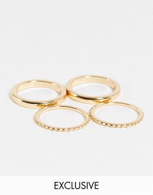 Reclaimed vintage inspired stacking ring pack in gold