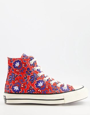 Converse Chuck 70 Hi Culture Prints floral sneakers in habanero red
