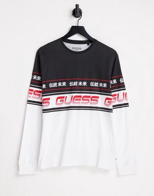 Guess long sleeve t-shirt in white with logo