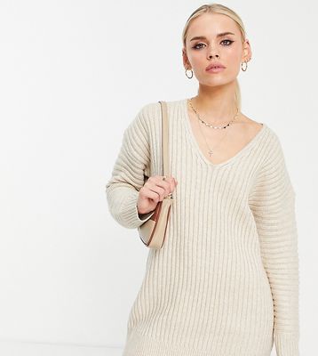 4th & Reckless Petite oversized sweater dress in camel-Neutral