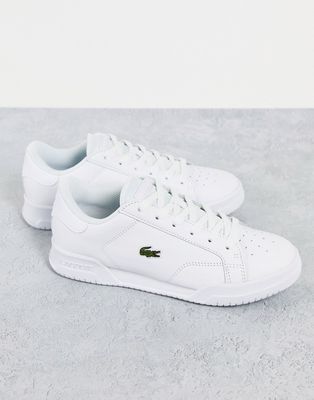 Lacoste Twin Serve 0721 leather lace up sneakers in white
