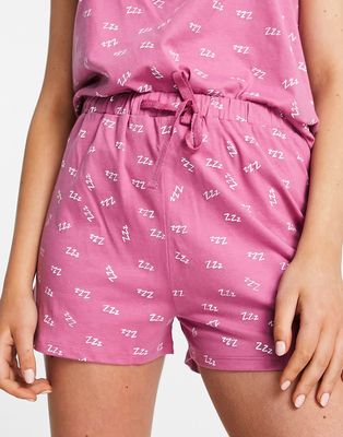 People Tree pajama shorts with zzz print - part of a set-Purple