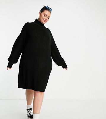 Noisy May Curve high neck knitted dress in black