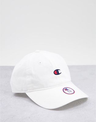 Champion small logo baseball cap in white