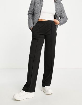 Pieces freya wide leg seam front pant in black