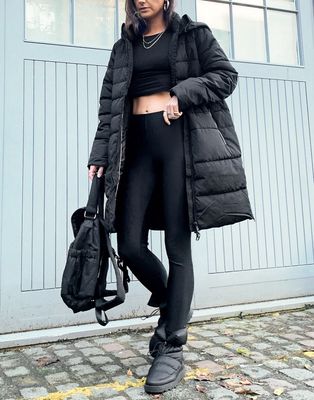Vero Moda longline padded coat in black