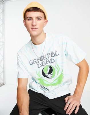 Levi's x Grateful Dead capsule front and back print tie dye t-shirt in neptune green