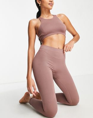 Weekday Celestia yoga seamless leggings in mocha-Brown