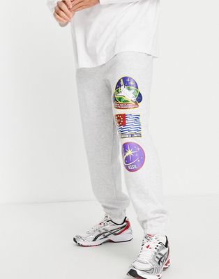 Vintage Supply space patches sweatpants in gray