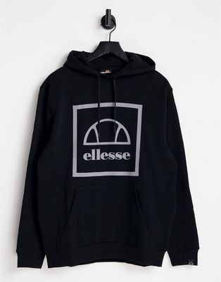 ellesse hoodie with refelective branding in black