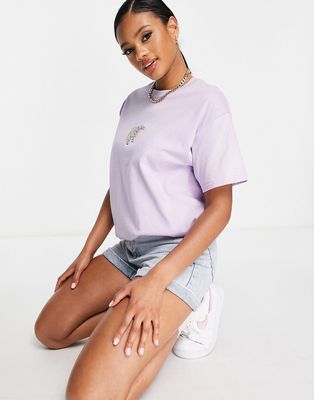 New Love Club oversized t-shirt with embroidered baby goat in lilac-Purple