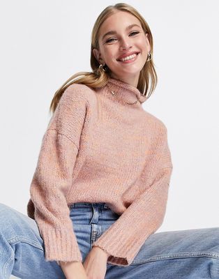 Madewell funnel neck sweater in pink-Multi