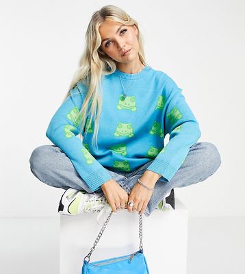 Native Youth very oversized sweater in frog knit-Blue
