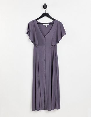 Liquorish short sleeve midi dress in gray-Grey