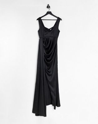 Yaura sweetheart midaxi dress in black