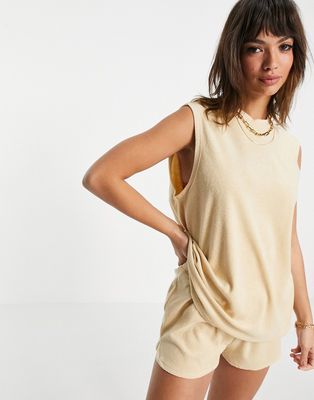 4th & Reckless towelled t-shirt set in camel-Brown