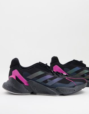 adidas Training X9000L4 sneakers with pink detail in black