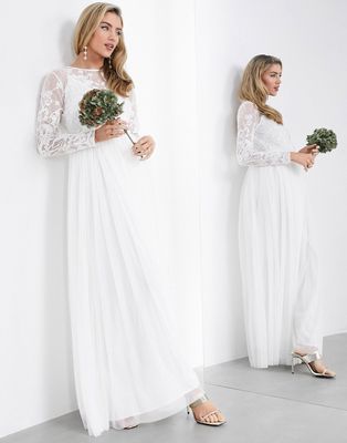 ASOS EDITION embroidered bodice maxi wedding dress-White