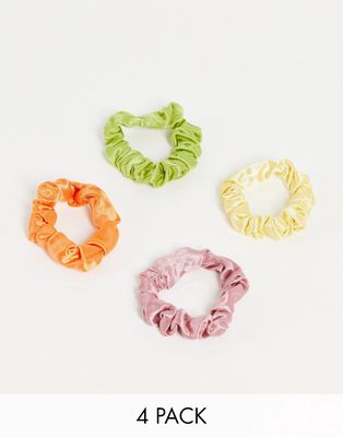 My Accessories 4-pack skinny satin scrunchies-Multi