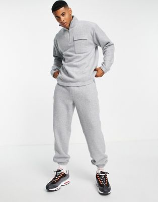 Topman oversized textured sweatpants in gray - part of a set-Grey