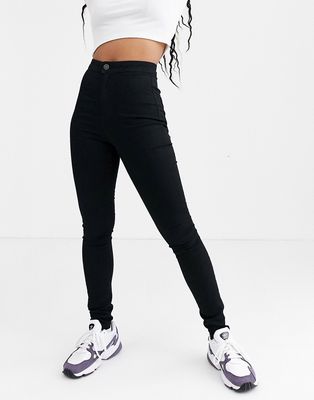 Noisy May high waisted shaping skinny jeans in black
