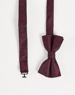 French Connection plain bow tie in burgundy-Red