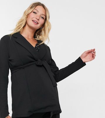 ASOS DESIGN Maternity jersey wrap suit blazer in black