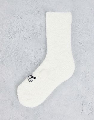 Loungeable polar bear cozy socks with ears in christmas gift box-White