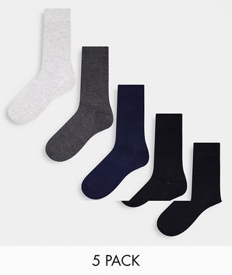 Jack & Jones 5-pack bamboo fiber socks in multicolor-Black