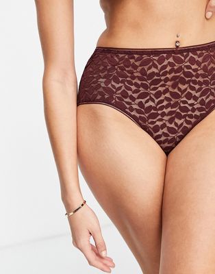 & Other Stories leaf print briefs in burgundy-Red
