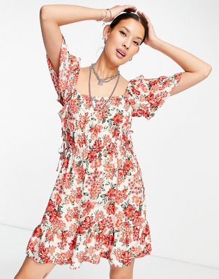 Topshop channel mini dress in floral multi