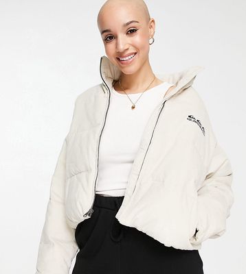 Quiksilver Cropped puffer jacket in beige Exclusive at ASOS-Neutral
