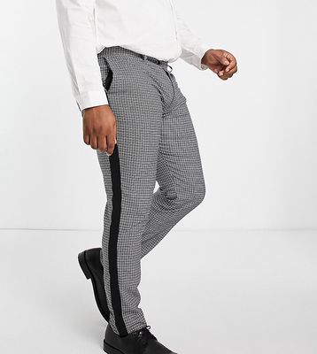 Devils Advocate Plus checked skinny fit side stripe pants-Gray