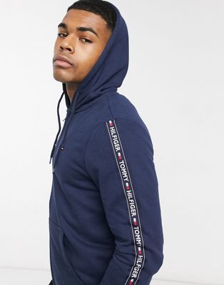 Tommy Hilfiger authentic full zip lounge hoodie with side logo taping in navy