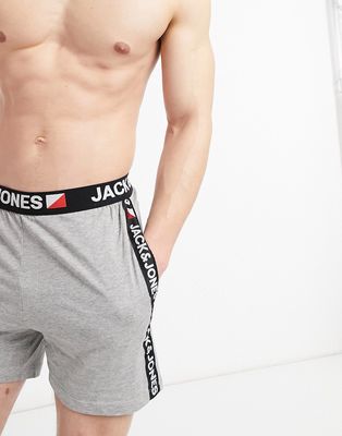 Jack & Jones lounge shorts with logo waistband in gray-Grey