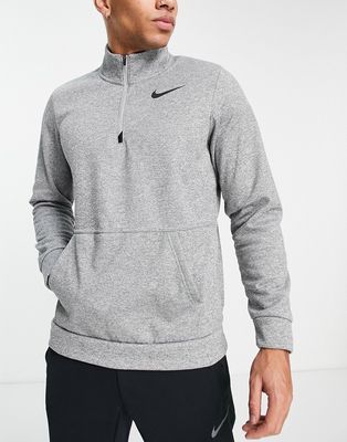 Nike Training Therma quarter-zip fleece sweatshirt in gray heather